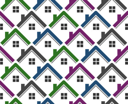 The seamless background with colored roofs.のイラスト素材