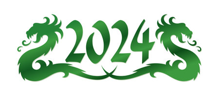The symbol of 2024 with green dragons.のイラスト素材