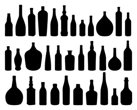 The set of silhouettes of glass bottles.のイラスト素材
