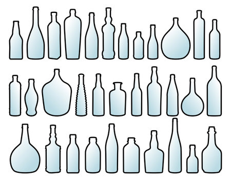 The set of silhouettes of glass bottles.のイラスト素材