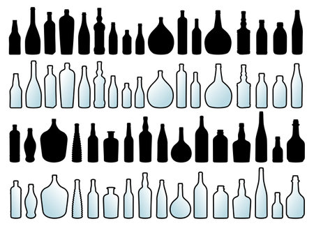 The set of silhouettes of glass bottles.のイラスト素材