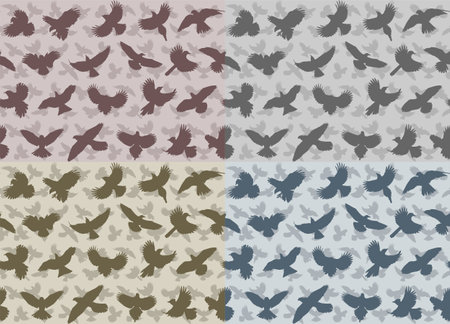 The set seamless backgrounds with flying birds.のイラスト素材