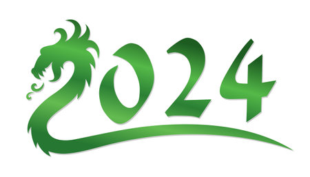 The symbol of 2024 with green dragons.のイラスト素材