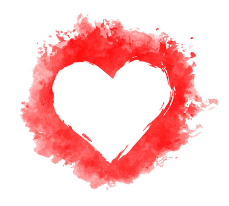 The red heart symbol with watercolor.のイラスト素材