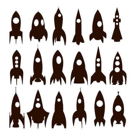 A set of silhouettes of toy rockets.のイラスト素材
