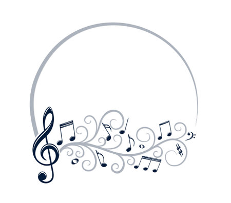 Frame with stylized musical notes.のイラスト素材