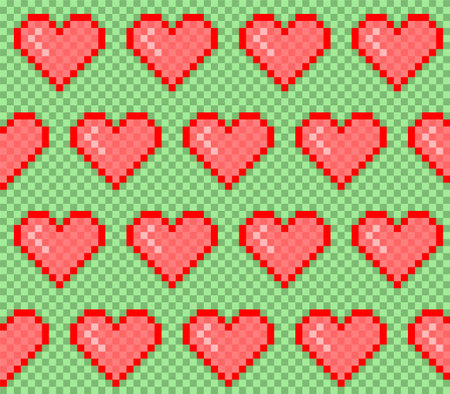 The pixel seamless background with hearts.のイラスト素材