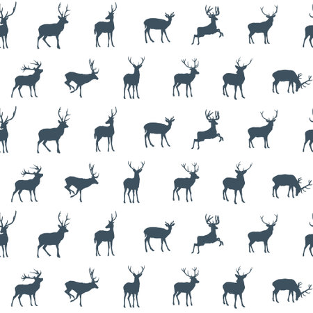 The seamless background with forest deer.のイラスト素材