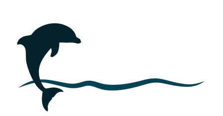 The dolphin symbol with blue wave.のイラスト素材