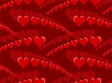 The seamless red background with hearts.のイラスト素材