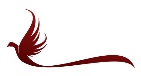 The symbol of a stylized flying red bird.のイラスト素材