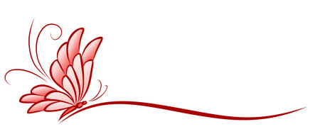 The symbol of a flying red stylized butterfly.のイラスト素材