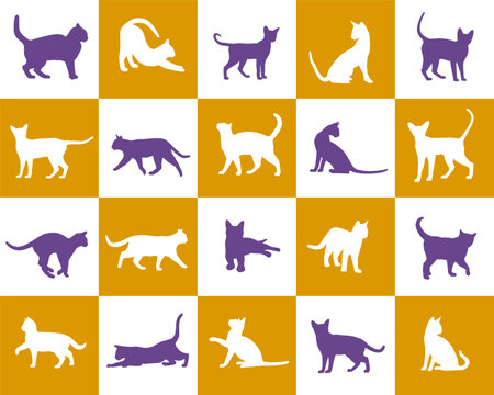 Seamless background with silhouettes of domestic cats.のイラスト素材