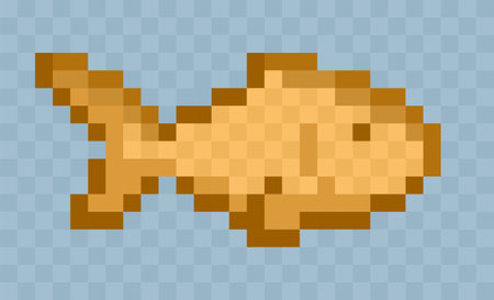 The symbol of pixel fish in the blue sea.のイラスト素材