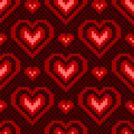 The seamless red background with hearts.