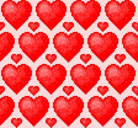 The seamless red background with hearts.のイラスト素材