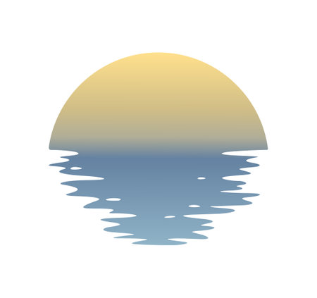 Night landscape with moon and lake.のイラスト素材
