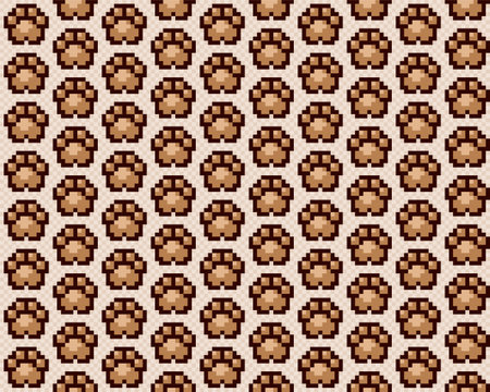 The seamless pixel background with cat footprints.のイラスト素材