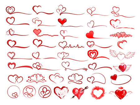A big set of stylized hearts symbols.のイラスト素材