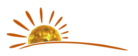 The symbol of a bright summer sun with rays.のイラスト素材