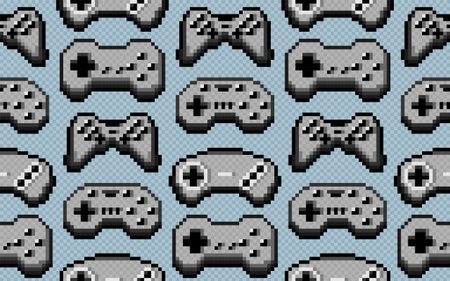 The seamless pixel background with joysticks.のイラスト素材