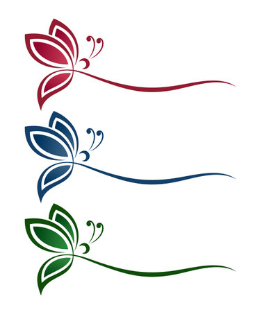 The set symbols of a stylized butterflyのイラスト素材