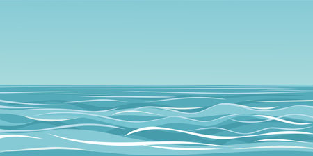 The deep sea with blue waves.のイラスト素材