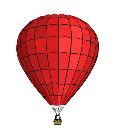 The red hot air balloon in flight.のイラスト素材
