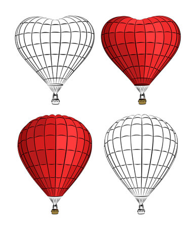 The set of hot air balloons in flight.のイラスト素材