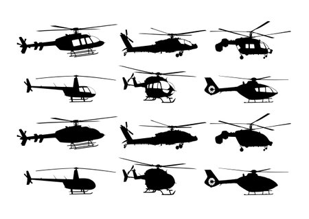 The set of helicopter silhouettes.のイラスト素材