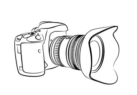 The sketch of a professional SLR camera.のイラスト素材