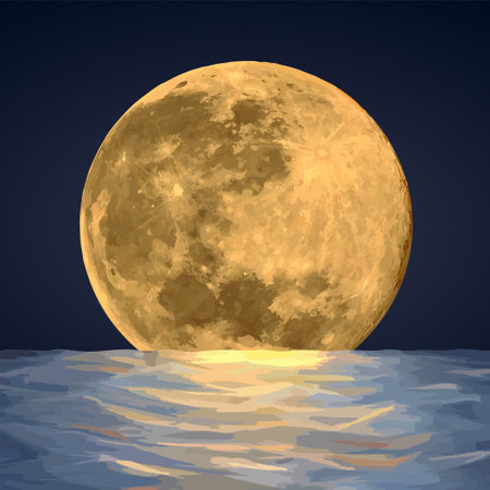 The night landscape with moon and sea.のイラスト素材
