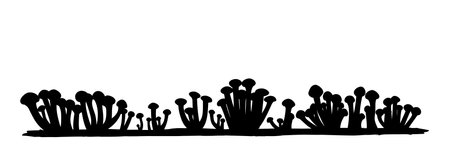 The silhouette of forest tree mushrooms.のイラスト素材