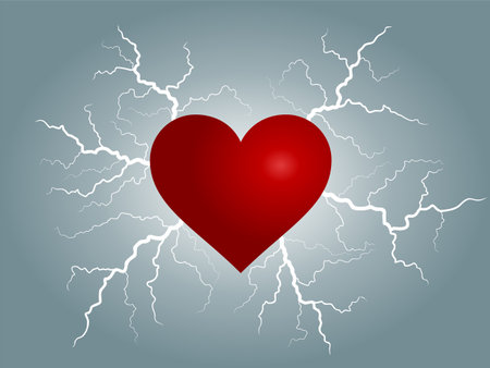 The red heart symbol with lightning bolt.のイラスト素材