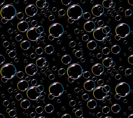 A seamless background with flight of soap bubbles.の写真素材