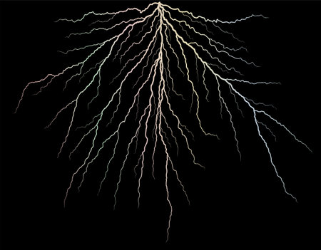 Lightning strike in rainbow colors.のイラスト素材