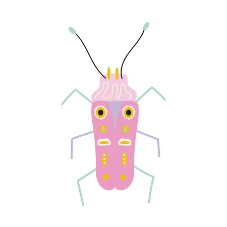 Stylized, fun, and cute bug for children on a white background.のイラスト素材