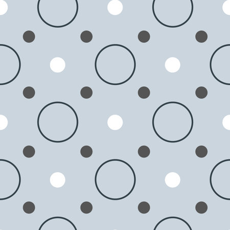 Large circles and small dot seamless repeat pattern. Hand-drawn dots and circles in different sizes...