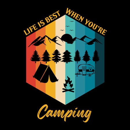 Camping design over black background, vector illustration. Eps 10.の写真素材