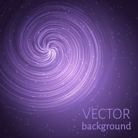 Ultra violet cosmic abstract background. Spiral and sparkling particles vector illustration. Easy to edit design template for your artworks.のイラスト素材