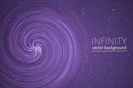 Ultra violet wavy space background. Glowing spiral cosmic banner. Infinity vector illustration. Easy to edit design template for your artworks.のイラスト素材