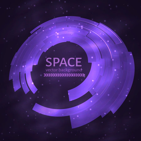 Ultra violet space abstract circle background. UFO cosmic vector illustration. Easy to edit design template for your business projects. のイラスト素材