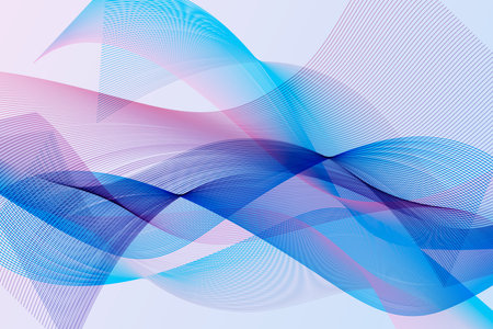 Colorful moving wavy lines. Abstract bright wave background. Easy to edit design template for your...