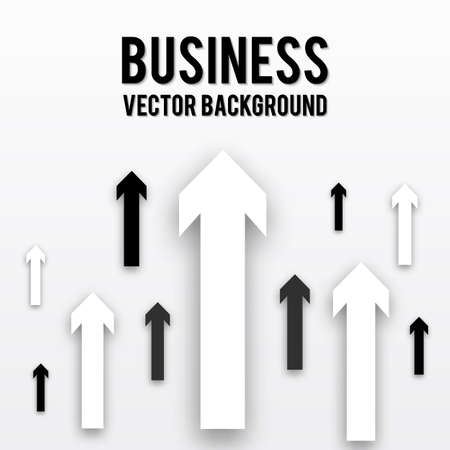 Black and white arrows with shadow  isolated on white background.  Business concept. Paper effect.  Easy to edit design template for your presentations.のイラスト素材
