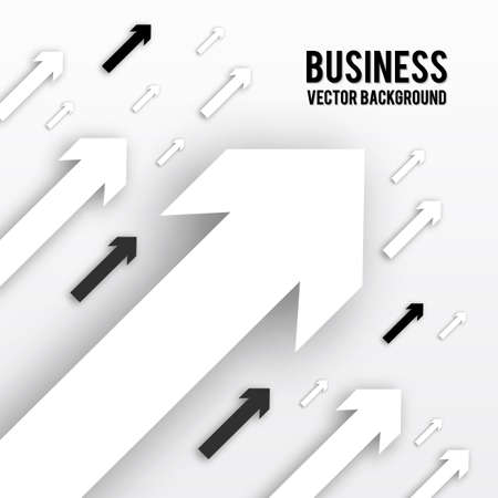 Black and white arrows with shadow  isolated on white background.  Business analytic, success strategy concept. Paper effect.  Easy to edit design template for your presentations.のイラスト素材