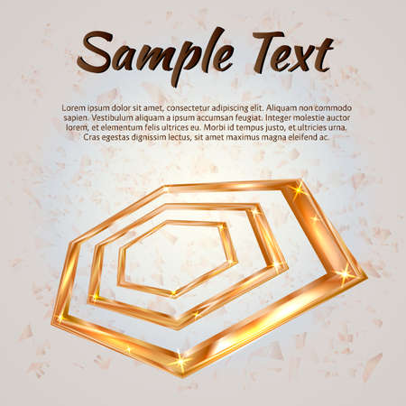 Bright golden hexagon. Luxury gold vector illustration. Easy to edit design template for your business projects.のイラスト素材