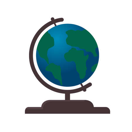 Globe vector illustration flat style.  World travel, adventure, education concept.  Easy to use design template for your artworks.のイラスト素材