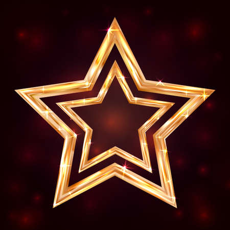 Bright golden stars on a dark background. Luxury gold vector illustration. Easy to edit template for your  design projects, websites, banners, etc.のイラスト素材