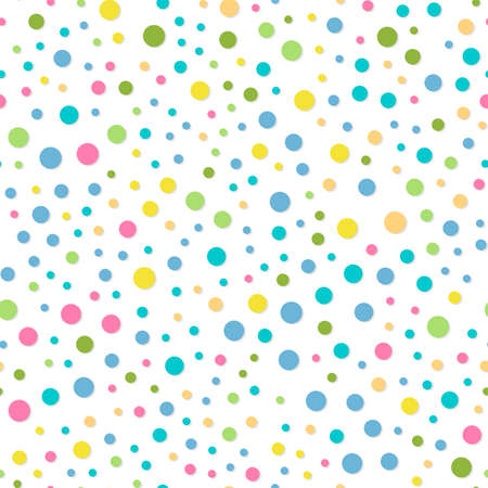 Colorful confetti with shadow seamless pattern. Party vector background. Celebration concept. Easy to edit design template for cards, invitations, textile, websites etc.のイラスト素材