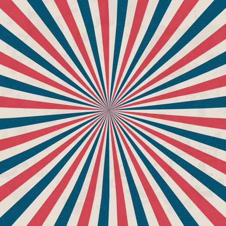 United States Independence Day 4th of July or Memorial Day background. Retro grunge patriotic vector illustration. Concentric stripes in colors of American flag. Red, blue and white rays.のイラスト素材